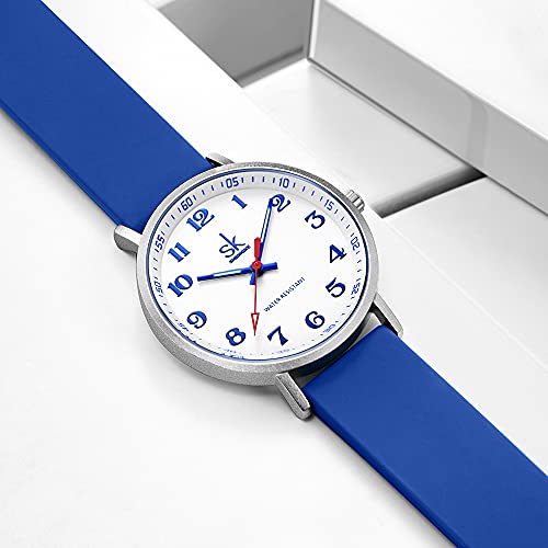 SK Deportes Reloj de Mujer ultradelgado de Moda para Profesionales médicos, Enfermeras, médicos, Estudiantes, Reloj con Esfera de fácil Lectura, Correa de Silicona Colorida (Blue)
