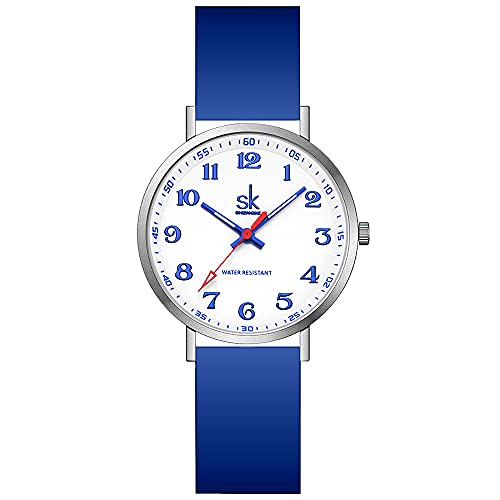 SK Deportes Reloj de Mujer ultradelgado de Moda para Profesionales médicos, Enfermeras, médicos, Estudiantes, Reloj con Esfera de fácil Lectura, Correa de Silicona Colorida (Blue)