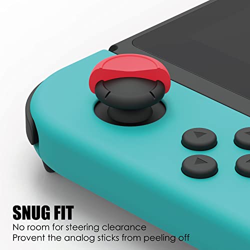 Skull & Co. Skin, CQC and FPS Thumb Grip Set Joystick Cap Analog Stick Cap for Nintendo Switch and Switch OLED Joy-con Controller - Neon Red+Blue, 3 Pairs(6pcs)