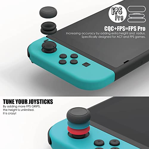 Skull & Co. Skin, CQC and FPS Thumb Grip Set Joystick Cap Analog Stick Cap for Nintendo Switch and Switch OLED Joy-con Controller - Neon Red+Blue, 3 Pairs(6pcs)