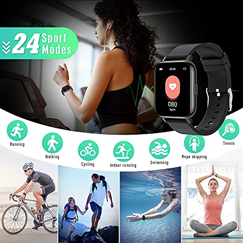 Smartwatch, 1.69” Reloj Inteligente Hombre Mujer con Pulsómetro, Calorías, Monitor de Sueño, Podómetro Pulsera Actividad Inteligente 24 Modos Deporte, Impermeable Reloj Deportivo para Android iOS