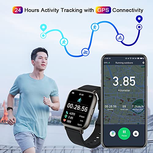 Smartwatch, 1.69" Reloj Inteligente Hombre Mujer con Pulsómetro, Monitor de Sueño, Pulsera Actividad Inteligente Impermeable IP68, Podómetro, 24 Modos Deporte Reloj Deportivo Hombre para iOS Android