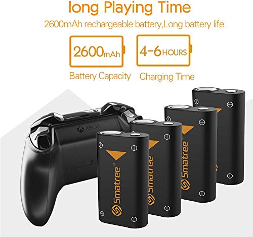 Smatree 4x2600mAh Batería de Controlador Xbox Series X, Xbox Series S, Batería Recargable &Cargador de Batería Dual para Xbox Series X, Xbox Series S, Xbox One, Xbox One Elite, Xbox One S, Xbox One X