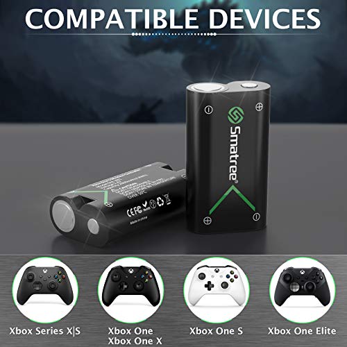 Smatree Batería de Controlador Xbox One, Batería Recargable 2000mAh NI-MH Cargador de Batería Dual para Xbox One/Xbox One Elite/Xbox One S/Xbox One X/Xbox Series X/Xbox Series S Controller Senza fili