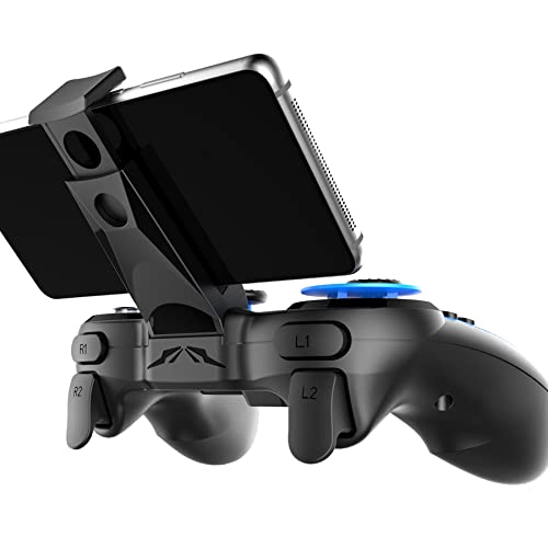SMSOM Controlador de Juegos móviles, Bluetooth & 24G Gamepad inalámbrico, Joystick Gaming Apto for/Android/PC/iOS, for la mayoría de los Juegos Populares Garco, Azul