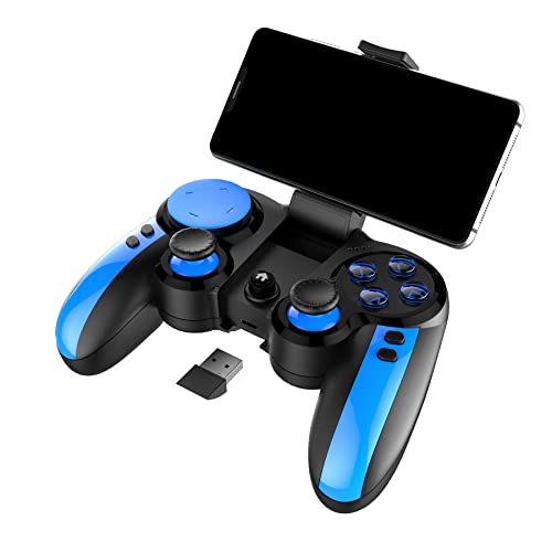 SMSOM Controlador de Juegos móviles, Bluetooth & 24G Gamepad inalámbrico, Joystick Gaming Apto for/Android/PC/iOS, for la mayoría de los Juegos Populares Garco, Azul
