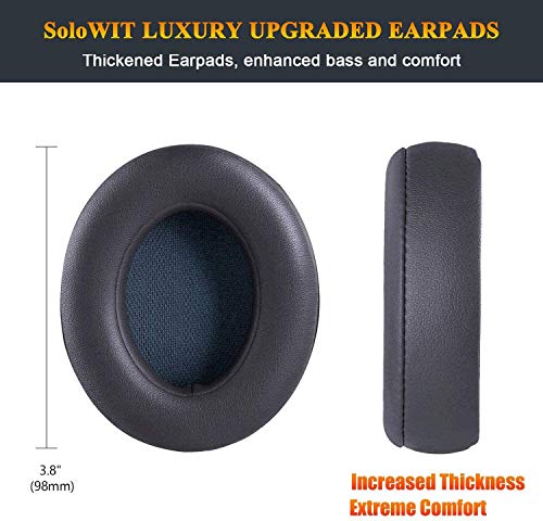 SoloWIT® Almohadillas de Repuesto para Beats Studio 3 y 2 Wireless Wired Auriculares Over-Ear, con Cuero de proteína Suave/Espuma de Memoria de Aislamiento de Ruido