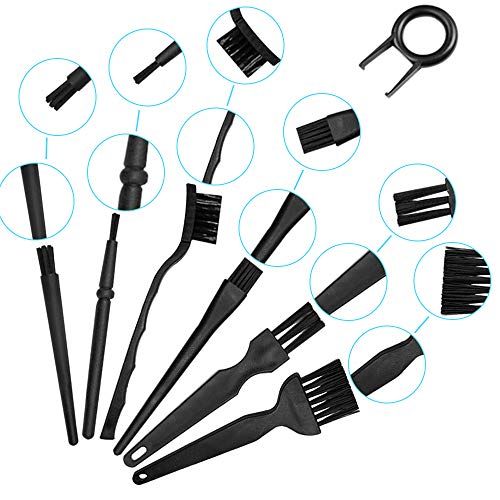 Sonku - Juego de 16 cepillos antiestáticos de nailon portátiles y pinzas para teclado, con mango de plástico, con paño de limpieza