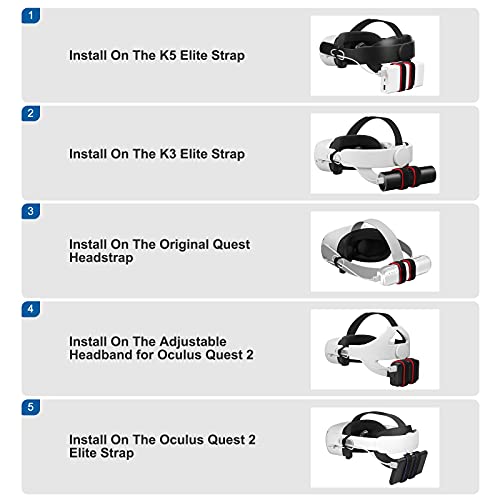 Soporte de Fijación Ajustable para Oculus Quest 2 Original/Elite Strap/Eyglo,Compatible para Múltiples Tamaños de Energía Móvil,Fijo en el Quest 2(con Cable de 50 cm)