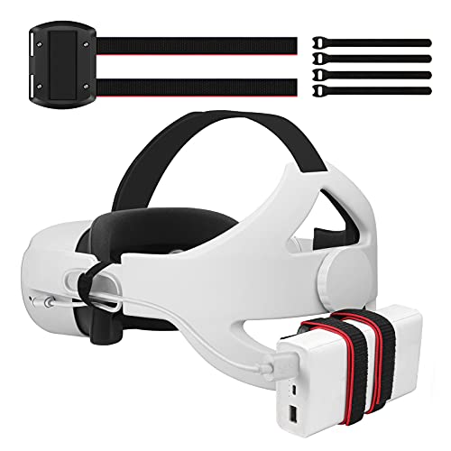 Soporte de Fijación Ajustable para Oculus Quest 2 Original/Elite Strap/Eyglo,Compatible para Múltiples Tamaños de Energía Móvil,Fijo en el Quest 2(con Cable de 50 cm)
