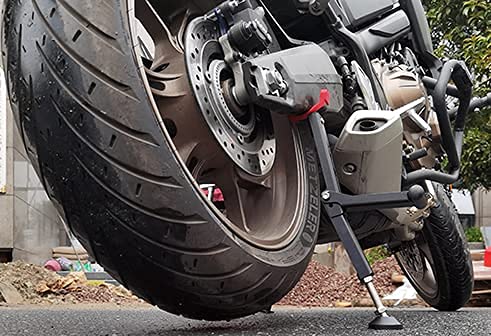 Soporte de motocicleta para elevador, soporte para rueda delantera y trasera, con mango plegable para la mayoría de las ruedas de motocicleta, Dirt Pit Bike Street Bike On/Off Road Rojo