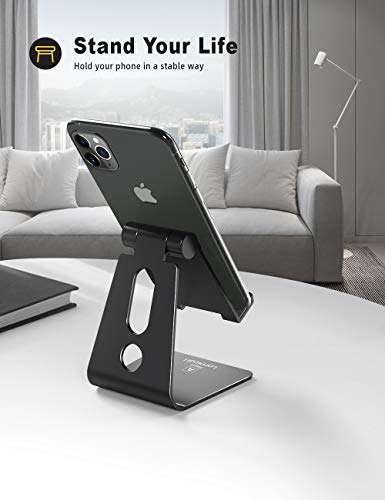 Soporte Móvil, Lamicall Multiángulo Soporte Teléfono - Soporte Dock Base para Teléfono para iPhone 12 Mini, 12 Pro Max, 11 Pro Xs Max X 8 7 6S Plus SE 5, Samsung S10 S9 S8, Huawei, Smartphones - Negro