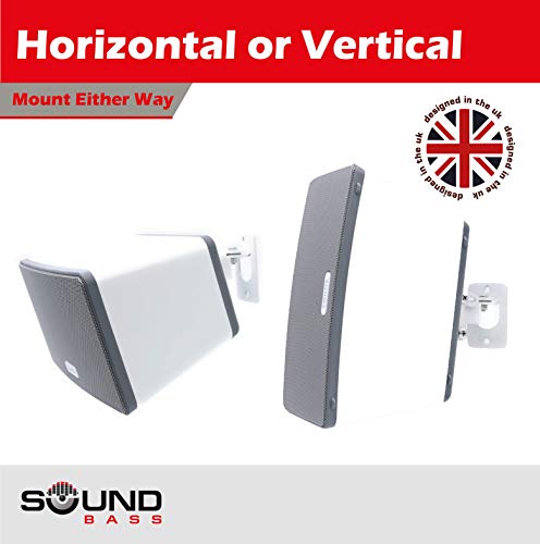 Sound bass - Compatible with SONOS PLAY 3 Montaje de pared, ajustable con mecanismo de giro e inclinación, soporte individual para el altavoz Play: 3 con accesorios de montaje, blanco, diseñado en el Reino Unido por Soundbass®