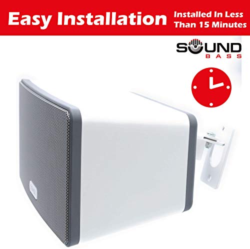 Sound bass - Compatible with SONOS PLAY 3 Montaje de pared, ajustable con mecanismo de giro e inclinación, soporte individual para el altavoz Play: 3 con accesorios de montaje, blanco, diseñado en el Reino Unido por Soundbass®