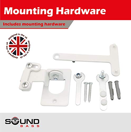 Sound bass - Compatible with SONOS PLAY 3 Montaje de pared, ajustable con mecanismo de giro e inclinación, soporte individual para el altavoz Play: 3 con accesorios de montaje, blanco, diseñado en el Reino Unido por Soundbass®