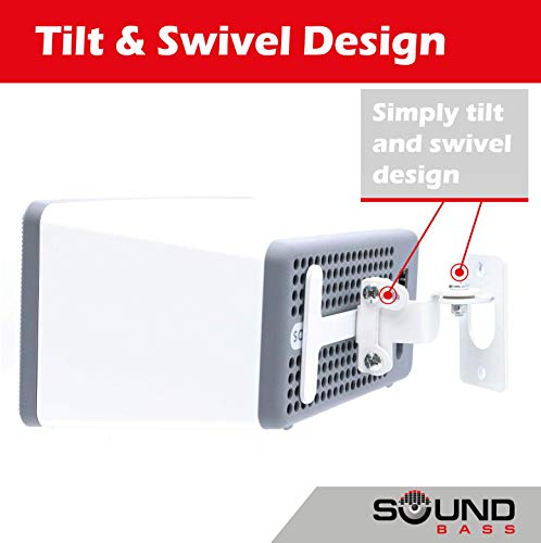 Sound bass - Compatible with SONOS PLAY 3 Montaje de pared, ajustable con mecanismo de giro e inclinación, soporte individual para el altavoz Play: 3 con accesorios de montaje, blanco, diseñado en el Reino Unido por Soundbass®