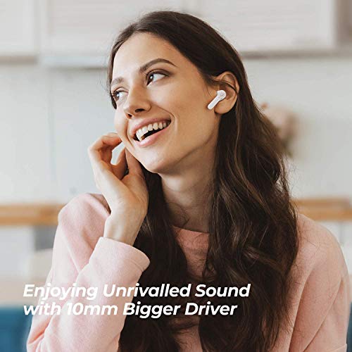 SoundPEATS Auriculares Inalámbricos con cancelación de Ruido, 4 Micrófonos, Auriculares Bluetooth Control Tactil, Carga de Tipo C, Admite Cargador Inalámbrico, Impermeables IPX5, Reproducci 21 Horas