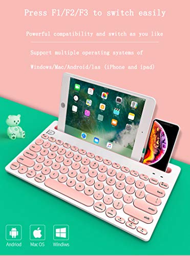 Space element Bluetooth Inalámbrico Teclado,Teclado portátil a Prueba de Agua Admite múltiples Sistemas operativos de Windows/Mac/Android/Las (iPhone y iPad),Rosado