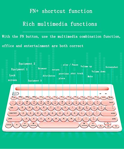 Space element Bluetooth Inalámbrico Teclado,Teclado portátil a Prueba de Agua Admite múltiples Sistemas operativos de Windows/Mac/Android/Las (iPhone y iPad),Rosado