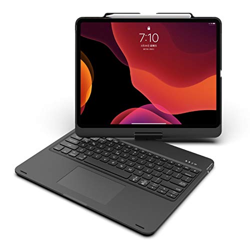 Space element Cubierta de la Caja del Teclado Bluetooth inalámbrico retroiluminado y Teclado Giratorio,Pulgadas 360 ° para iPad Pro 12.9 Pulgadas Teclado táctil en Pulgadas,Negro