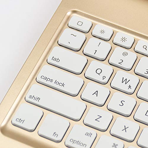 Space element Cubierta de la Caja del Teclado Bluetooth inalámbrico retroiluminado y Teclado Giratorio,Pulgadas 360 ° para iPad Pro 12.9 Pulgadas Teclado táctil en Pulgadas,Oro