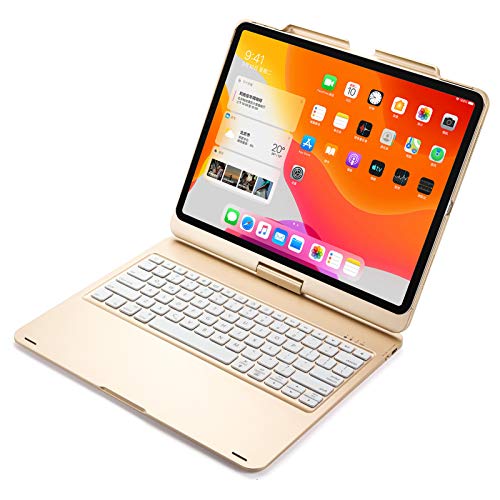 Space element Cubierta de la Caja del Teclado Bluetooth inalámbrico retroiluminado y Teclado Giratorio,Pulgadas 360 ° para iPad Pro 12.9 Pulgadas Teclado táctil en Pulgadas,Oro