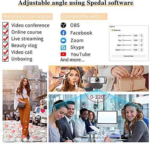 Spedal Full HD Webcam 1080p, Streaming Cámara Web con Micrófono, Ultra Gran Angular de 120 Grados, USB Webcam para Xbox OBS XSplit Skype Facebook, Compatible con Mac OS Windows 10/8/7