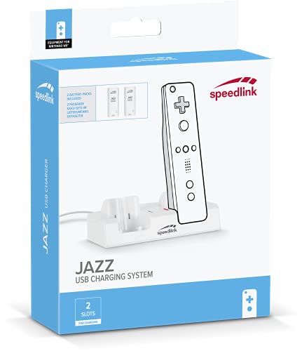 Speedlink JAZZ USB Charger SL-3406-WE - Cargador para Wii/ Wii U, 18 hr Duración, Blanco