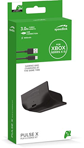 Speedlink PULSE X Play & Charge Kit - Banco de carga con accesorio para mando X/S de la serie Xbox, para 8 horas adicionales de juego, negro