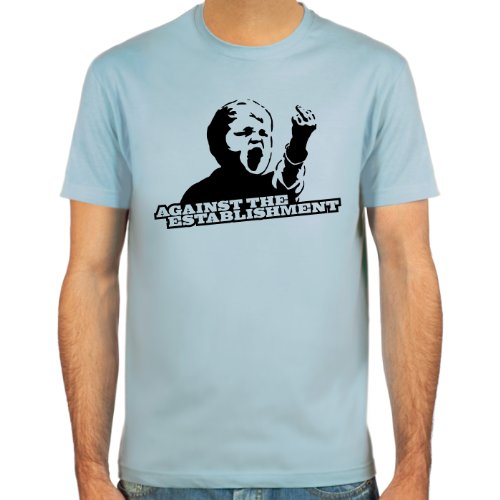 SpielRaum Camiseta Against The Establishment ::: Color: Azul Claro, Beige, Blanco o Rojo ::: Tallas: S-XXL (Fútbol)