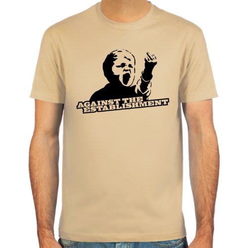 SpielRaum Camiseta Against The Establishment ::: Color: Azul Claro, Beige, Blanco o Rojo ::: Tallas: S-XXL (Fútbol)