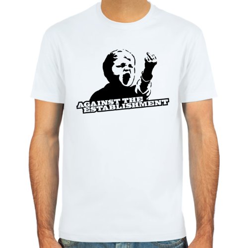 SpielRaum Camiseta Against The Establishment ::: Color: Azul Claro, Beige, Blanco o Rojo ::: Tallas: S-XXL (Fútbol)