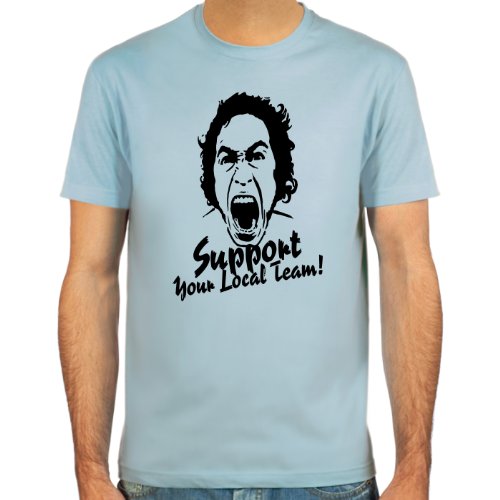 SpielRaum Camiseta Support Your Local Team ::: Color: Azul Claro, Beige, Blanco o Rojo ::: Tallas: S-XXL (Fútbol)