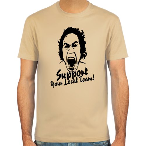 SpielRaum Camiseta Support Your Local Team ::: Color: Azul Claro, Beige, Blanco o Rojo ::: Tallas: S-XXL (Fútbol)