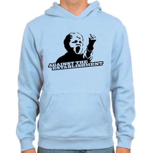 SpielRaum Sudadera Against The Establishment ::: Color: Azul Claro o Blanco ::: Tallas: S-XXL (Fútbol)