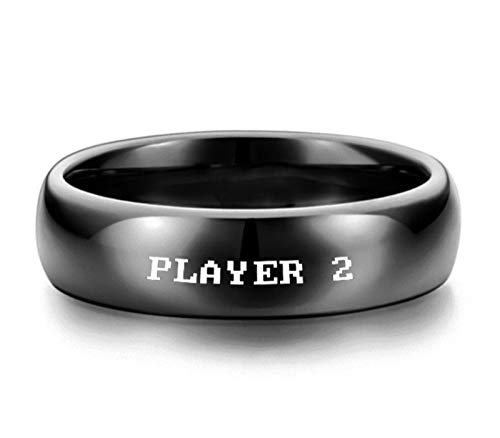 Sping Jewelry Anillo para jugador 1 y jugador 2, acero de titanio, listo para jugador, uno para amantes, Metal,