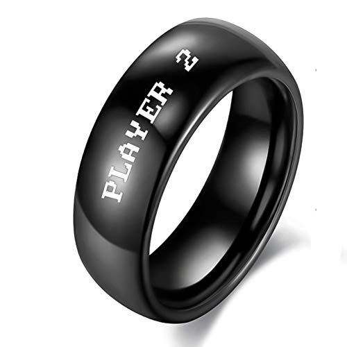 Sping Jewelry Anillo para jugador 1 y jugador 2, acero de titanio, listo para jugador, uno para amantes, Metal,