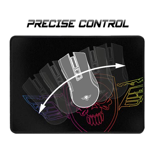 SPIRIT OF GAMER - Alfombrilla de ratón Gamer Series DARSKULL M Negro - Superficie de tela con bordes cosidos - Base Antideslizante de Goma - Compatible con Ratón Optico/Láser - Dim : 33x24x0,3cm