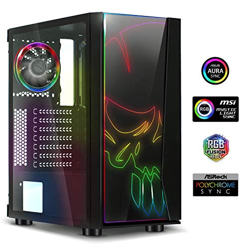 Spirit Of Gamer - Ghost One - PC Gamer ATX/Caja Matx - Frente Y Pared De Vidrio Templado - 1 Ventilador LED RGB 120mm - LED RGB : 60 Modos - Compatible con Aura/MSI Mystic/ASROCK (Ghost One)