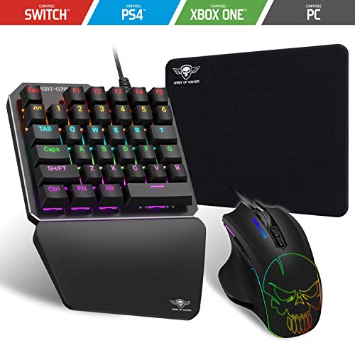 SPIRIT OF GAMER – Xpert G700 – Combo Rgb Teclado + Raton Para Consolas Ps4, Xbox One Y Pc - Teglado Mecanico Single Hand – Raton 7 Botones 3200 Dpi