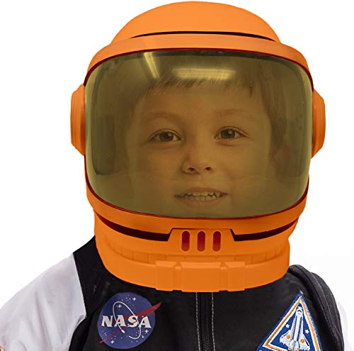 Spooktacular Creations Casco Astronauta Naranja con Visera Móvil para Juego de Rol, Disfraz de Astronauta, Regalo de Fiesta de Cumpleaños para Niños