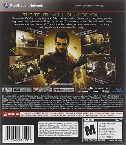 Square Enix Deus Ex: Human Revolution, PS3 PlayStation 3 vídeo - Juego (PS3, PlayStation 3, Shooter, M (Maduro))
