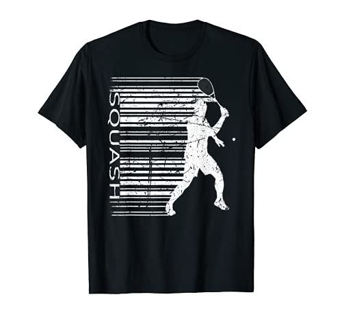 Squash Player Código de barras Vintage Diseño gráfico Squashcour regalo Camiseta