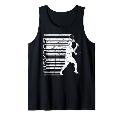 Squash Player Código de barras Vintage Diseño gráfico Squashcour regalo Camiseta sin Mangas