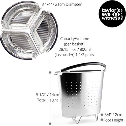 Stacking Steaming Baskets with Feet - Pressure Cooker Insert & Saucepan Divider with Feet. Removable Parts for Cooking Food Separately. Stainless Steel. for Vegetables & Pasta.