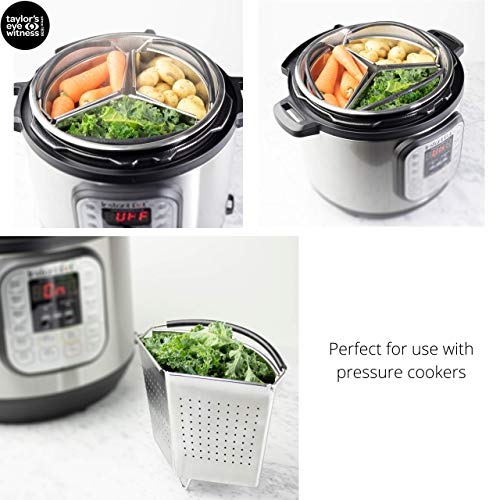 Stacking Steaming Baskets with Feet - Pressure Cooker Insert & Saucepan Divider with Feet. Removable Parts for Cooking Food Separately. Stainless Steel. for Vegetables & Pasta.