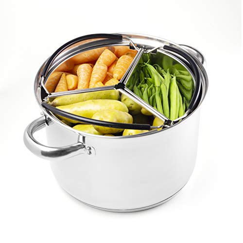 Stacking Steaming Baskets with Feet - Pressure Cooker Insert & Saucepan Divider with Feet. Removable Parts for Cooking Food Separately. Stainless Steel. for Vegetables & Pasta.