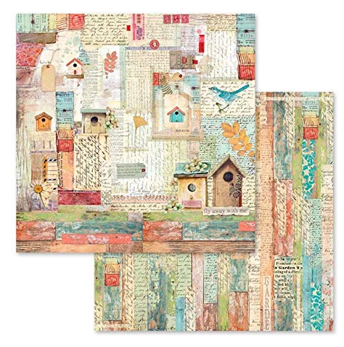 Stamperia Bloc de Scrapbooking 10 Hojas 30.5x30.5 (12"x12") 2 Caras-Garden, Multicolor, 30.5cmX30.5cm