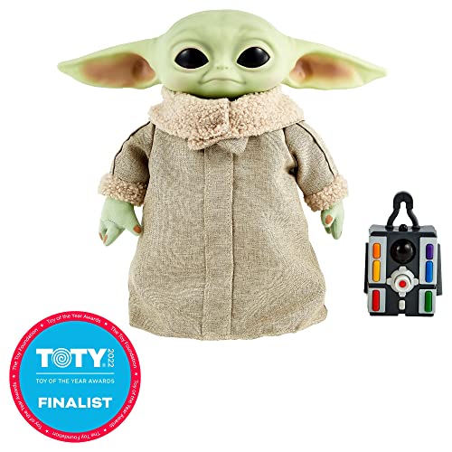Star Wars Peluche de Baby Yoda de El Mandaloriano - Sonidos y Movimientos - Blando con Base Robusta - 28 cm - Regalo para Adultos y Niños de 3+ Años