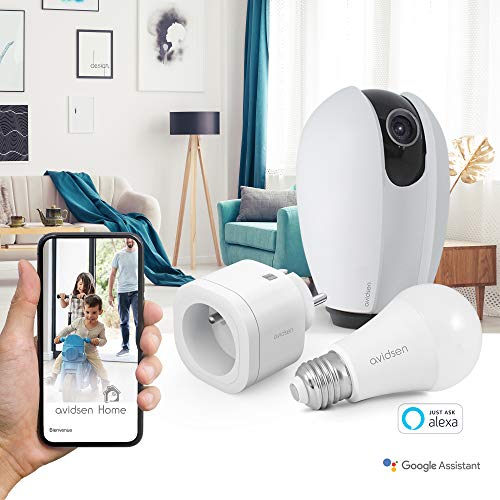 Starter Kit Connect Smart Home – Cámara Interior, Bombilla y Enchufe Conectado Alexa y Google Assistant